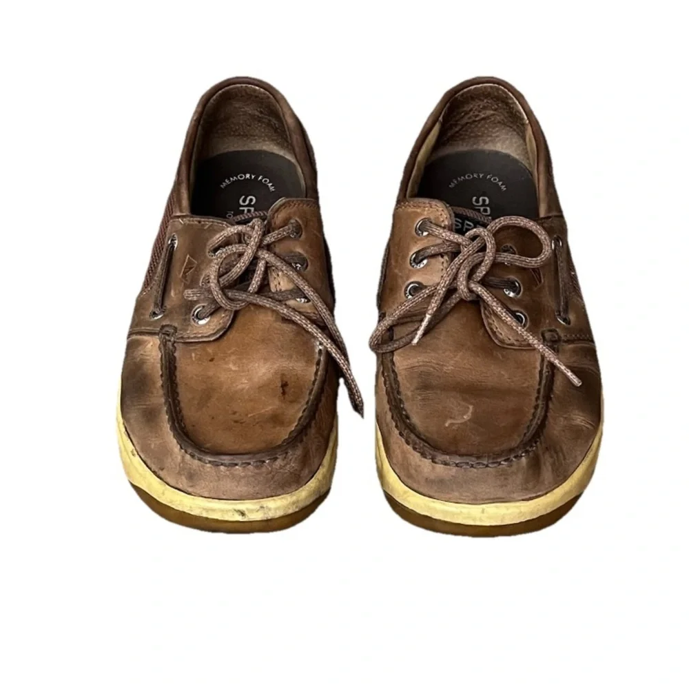 Sperry Top-Sider Men’s Boat Shoes Size 9.5 Brown Leather Nautical Preppy Casual